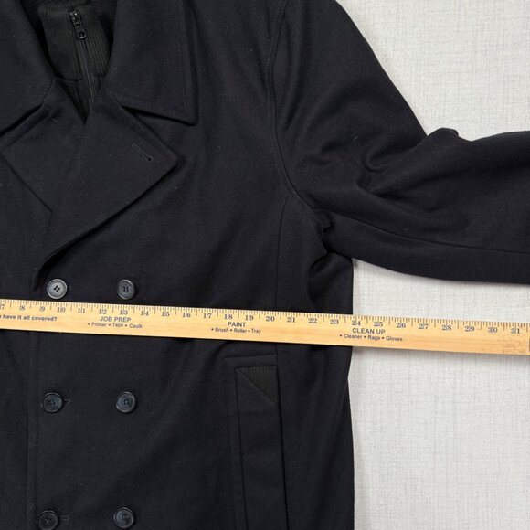 Marc New York Double Breasted Peacoat Black Wool Blend Zip Insert Lined - Picture 9 of 14